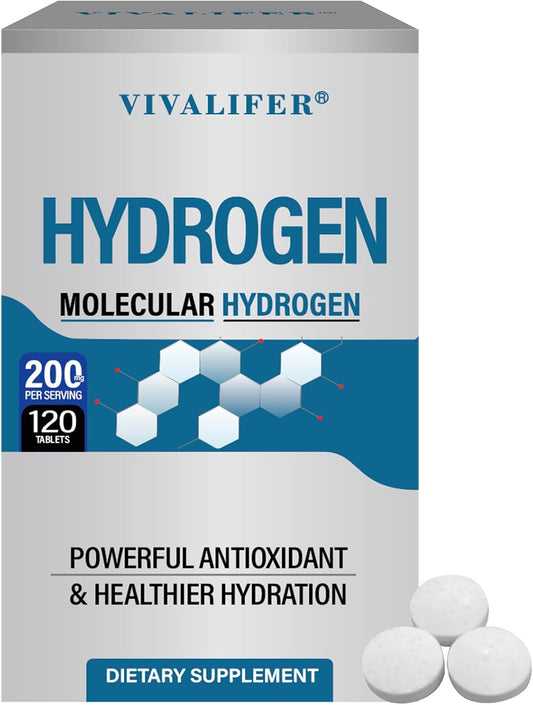 Hydrogen Water Tablets with Magnesium - 120 Tablets Fast-Dissolving H2 Molecular Hydrogen Supplements for Brain Health, Energy & Metabolism Support