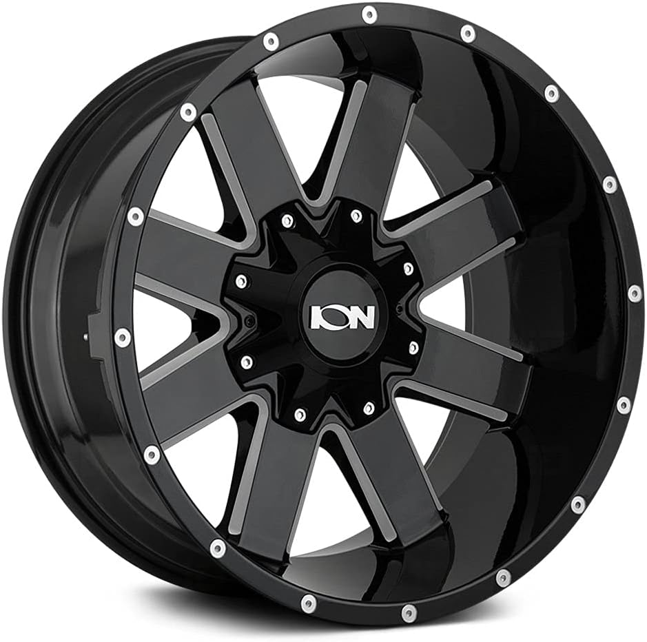 Ion Alloy 141 Gloss Black Milled Wheel with Alloy Steel (17 x 9. inches /6 x 78 mm, 18 mm Offset)