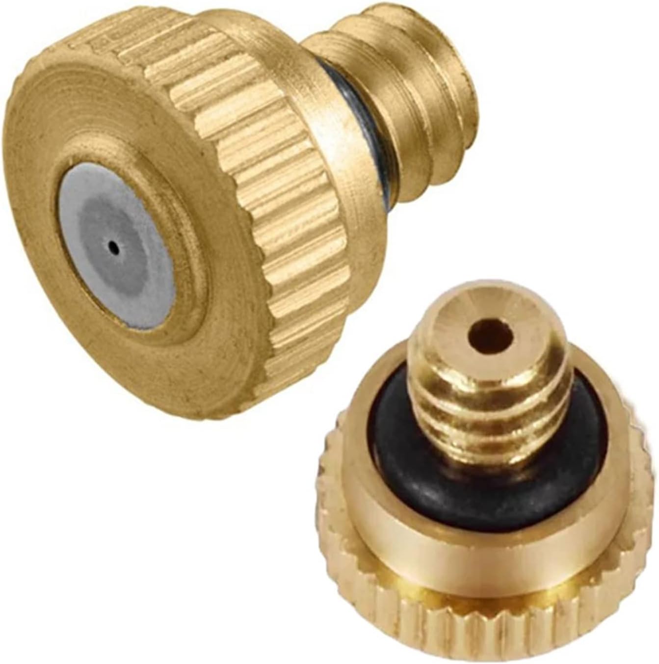 300pcs brass misting nozzles replacement heads low pressure atomizing misting sprayer for patio lawn landscaping dust control outdoor cooling mister system mist nozzle sprinkler mister heads