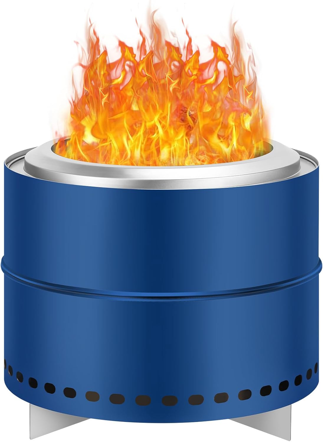 GarveeLife Smokeless Firepit, 20 in Stainless Steel Outdoor Portable Fire Pit with Removable Ash Pan and Carry Bag, Wood Burning Firepits for Outside with Stand, Ideal for 4-6 People, Blue