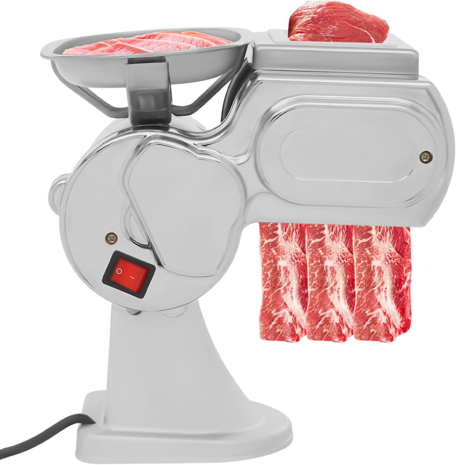 600W Automatic Kitchen Meat Cutter Machine, Heavy Duty Countertop Food Slicer w/ 2.5mm Blade, Electric Meat Cutter w/Storage & Catching Tray for Kitchens Restaurants Supermarkets