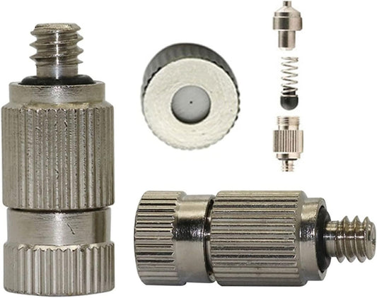 150pcs mister nozzles 10 24 unc thread brass misting nozzles atomizing high pressure misting sprayer water hose nozzle for greenhouse landscaping outdoor cooling mister system 0 004 0 039 orifice