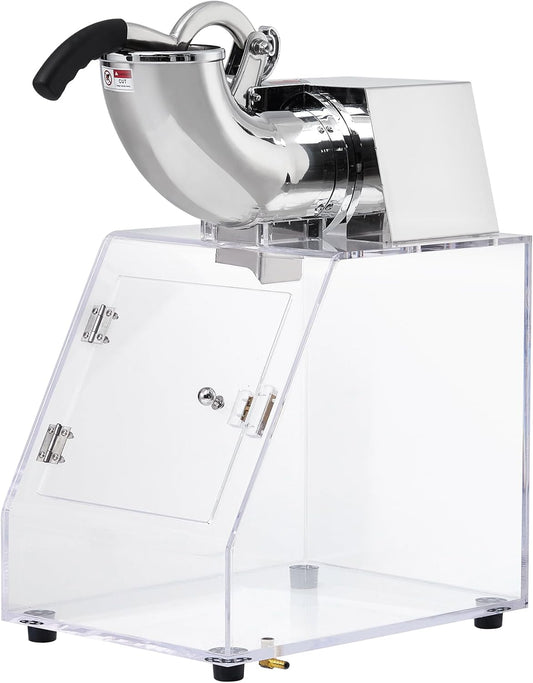 Stainless Steel Shaved Ice Machine - Perfect Ice Crushing for Family Fun - Dual Blades, Commercial Grade, 440 LBS/H Capacity, Ideal for Restaurants & Bars.