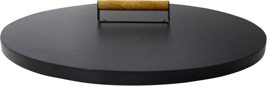 30” firepit lid round for inside up to 28” gas fire pit lid for Outdoor Fireplace Cover Lid - Steel fire pit metal cover with Wooden Handle & Powder Coated Snuffer Lid for Round Patio Fire Pit Ring