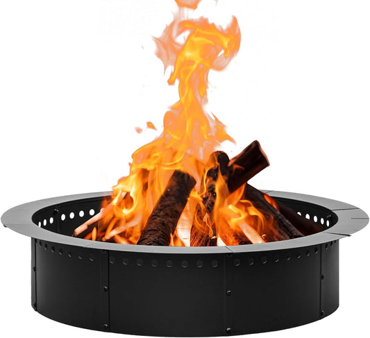 OutVue 42 inch Fire Ring, Large Round Firepit Insert,Fire Pit Ring for Camping, Wood Burning Fire Pit for Yard,Garden,Outdoor Fireplace, DIY Fire Rings for Outside
