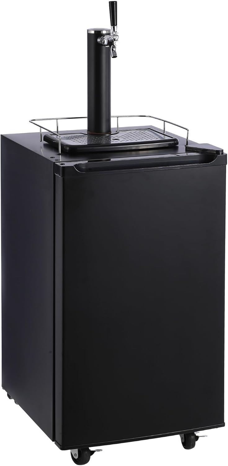 GarveeHome Kegerator and Keg Beer Cooler, Single Faucet Draft Beer Dispenser, Full Size Keg Refrigerator with Shelves, Stainless Steel, Drip Tray & Rail, Temperature Control Draft Beer Dispense