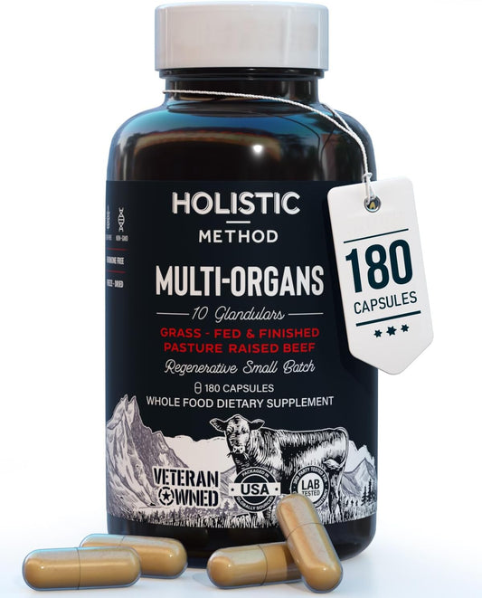 Beef Organ Supplement Complex - 10 Carnivore Grass Fed Proprietary Blend of Liver, Marrow, Brain, Thymus, Spleen, Kidney, Colostrum, Heart, Pancreas, Gallbladder - 180 Caps