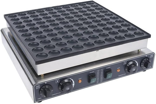 Commercial Mini Pancake Maker, Mini Poffertjes Maker 100Holes 1.8inch 3400W Electric Dutch Pancake Machine Nonstick Dorayaki Baker for Snack Bar, Restaurant 50~300℃ (122-572℉)