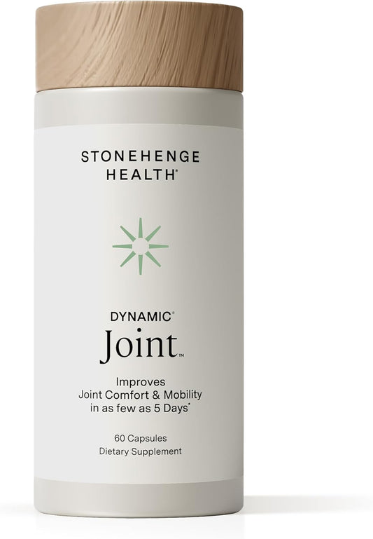 Stonehenge Health Dynamic Joint Health Supplement – Fast-Acting Support with AprèsFlex® Boswellia, MSM, Multi-Type Collagen, Turmeric, Bromelain, Vitamins C & D3 – Supports Joint Comfort – 60 Capsules