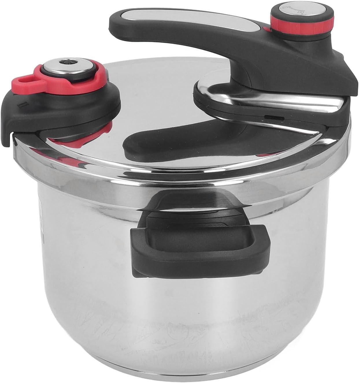 Pressure Cooker 6L 304 Stainless Steel 2 Gear Stovetop Multi Cooker Pressure Cookware Pot with Foldable Handle for Home Kitchen Fast Cooking, 91215