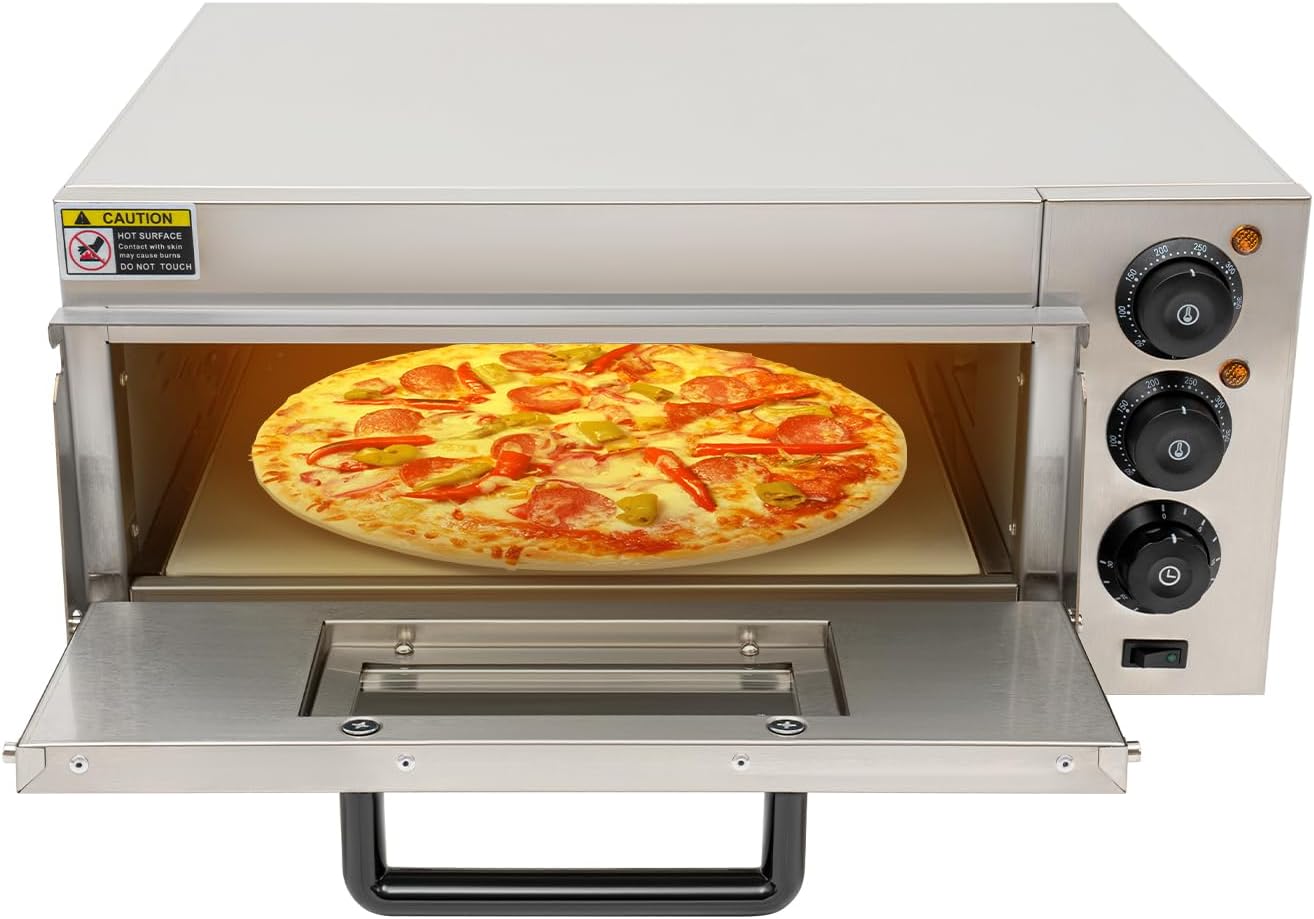 1800W Electric Pizza Oven Indoor Commercial Pizza Oven Countertop Pizza Maker Multipurpose Indoor Pizza Machine for Home Restaurants Bakeries \u2013 Adjustable Temp (122-662°F）-Makes 19.7 inch Pizzas