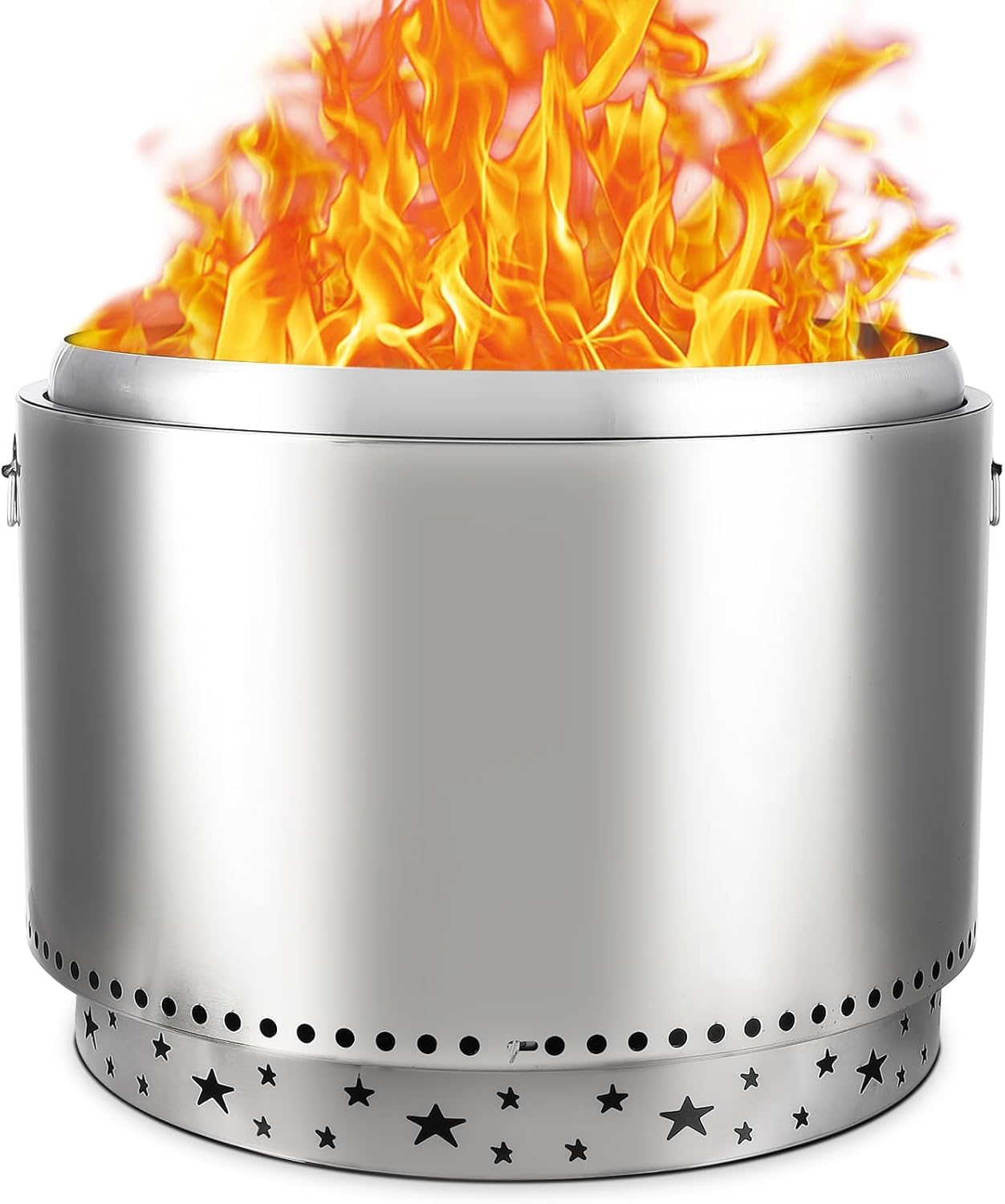 TROPOW 27 - Inch Smokeless Fire Pit Stainless Steel, Secondary Combustion, Portable for Outdoor Camping, Backyard Parties and Versatile Indoor\/Outdoor Use