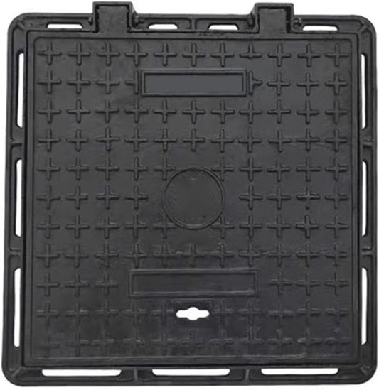 LYXXJRYBHD Cast Iron Manhole Cover, Septic Tank Lid with Frame, Heavy Duty Square Well Cover for Driveway Yard Pavement Drainage Use(27.5x27.5in\/70x70cm)
