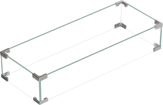 BALI OUTDOORS Gas Fire Pit Table Wind Guard Clear Tempered Glass Flame Shield for Rectangular Outdoor Fire Pit, 30.7 x 11.8 x 5.9 inches