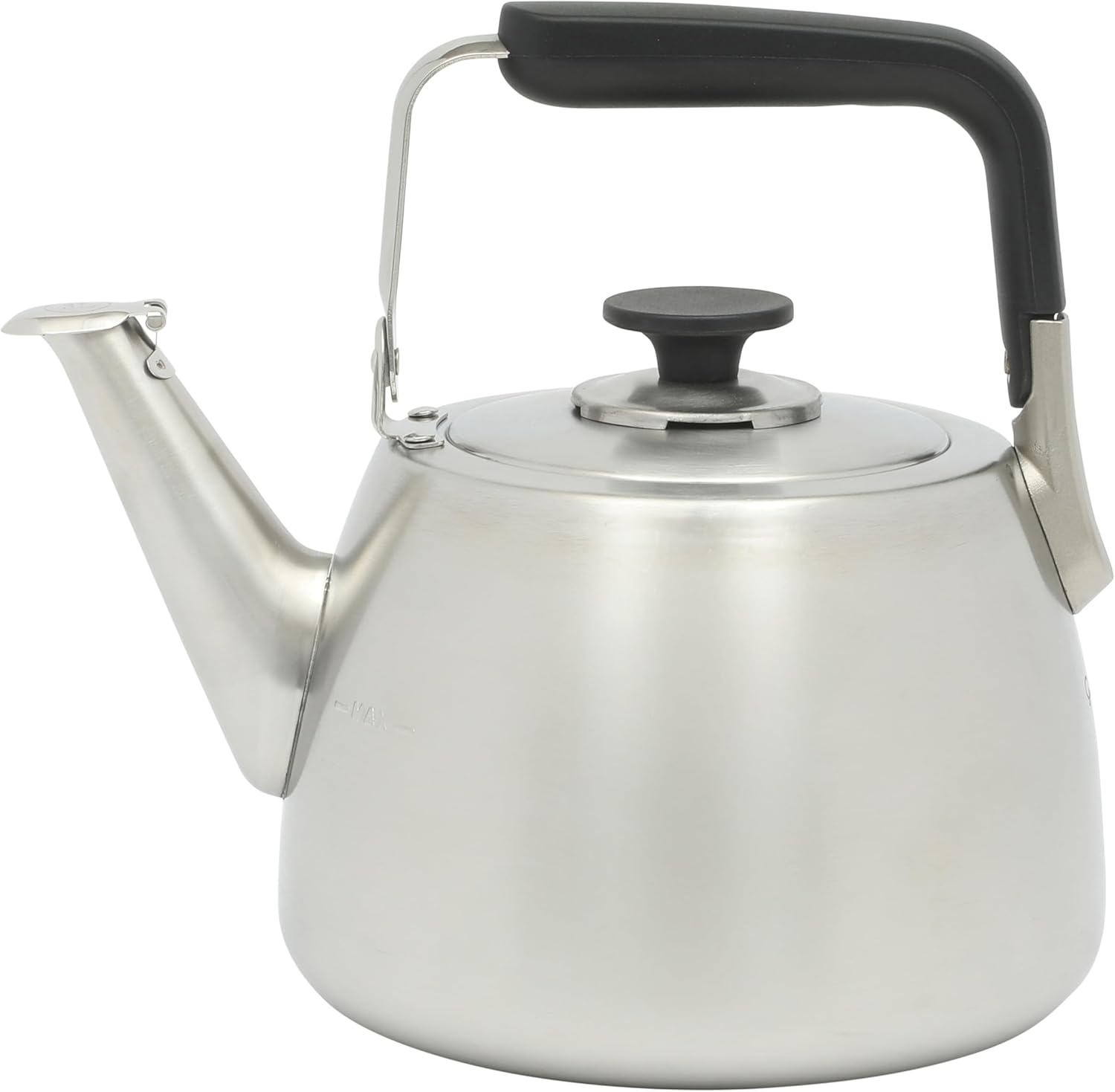 Sur La Table Kitchen Essentials Large 2 QT Heavy Gauge Brushed Stainless Steel Whistling Tea Kettle