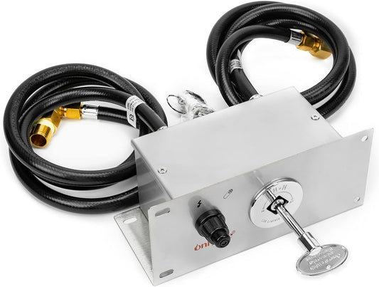 Onlyfire All-in-One Natural Gas Fire Pit Ignition System Kit (Includes Electronic Igniter, Key Valve, PVC Hose, Fittings)