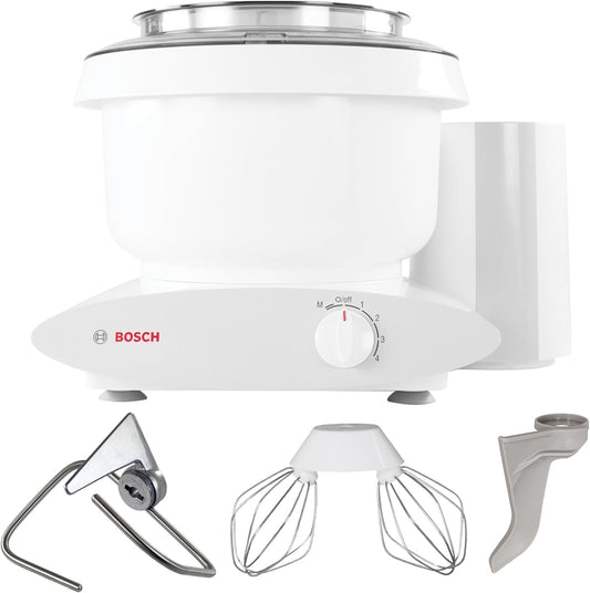 Bosch Universal Plus Stand Mixer 500 Watt, 6.5 Quarts with Wire Whips, Dough Hook & NutriMill Dough Hook Extender Bundle