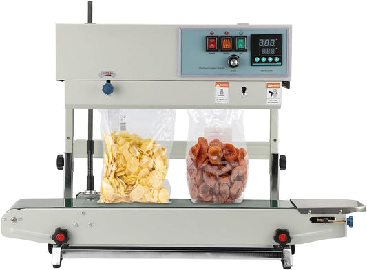 Vertical Continuous Band Sealer FR-900 - Automatic Sealing with Digital Temperature Control, Ideal for Commercial PP, Aluminum Foil & PVC Plastic Bag, Enhanced Efficiency and Durability