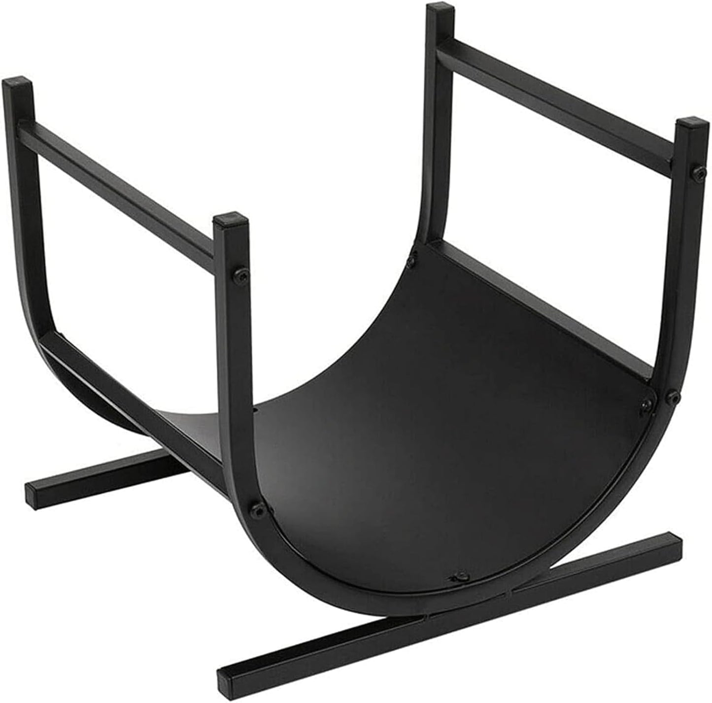 Foldable Firewood Rack for Indoor Outdoor Fireplace Logs Storage Black 44cm Heavy Duty Wood Holder Stand Backyard Deck Bin