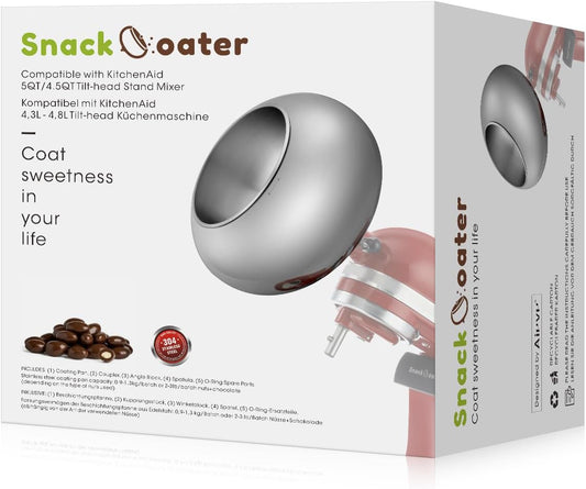 Aieve Snack Coater Compatible with KitchenAid Tilt-Head Stand Mixer for Making Chocolate Covered Almonds, Pistachio, Peanut, Freeze Dried Strawberry, Raisin, Macadamia Nuts and Blueberry