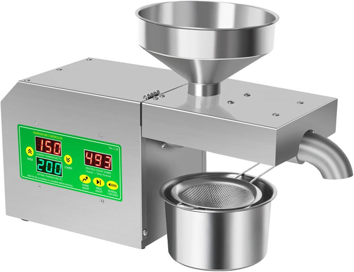 Oil Press Machine, Automatic Oil Pressure Cold Hot Press with Intelligent Control Panel, LCD Touch Screen, Food Grade Stainless Steel, Oil Extractor for Commercial Home Use Grinder