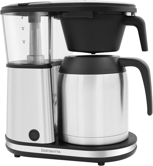 Bonavita 8 Cup Drip Coffee Maker Machine, One-Touch Pour Over, Auto Pause Brewing with Stainless Steel Double Wall Thermal Carafe, SCA Certified, Dishwasher Safe, BV1901TS