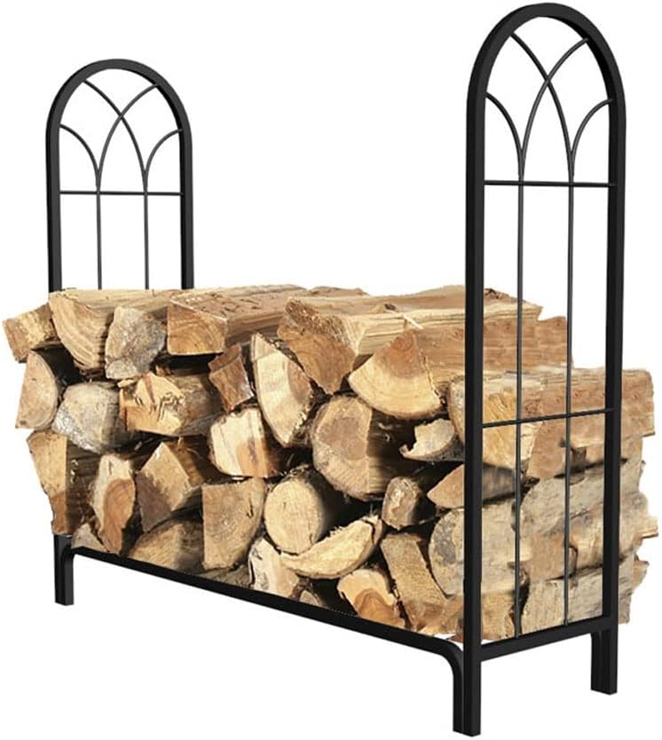 Log Store Firewood Rack Indoor Heavy Duty Wood Holders Firewood Outdoor for Fireplace Metal Lumber Storage Carrier Fireplace Tools,Black-120cm,120cm