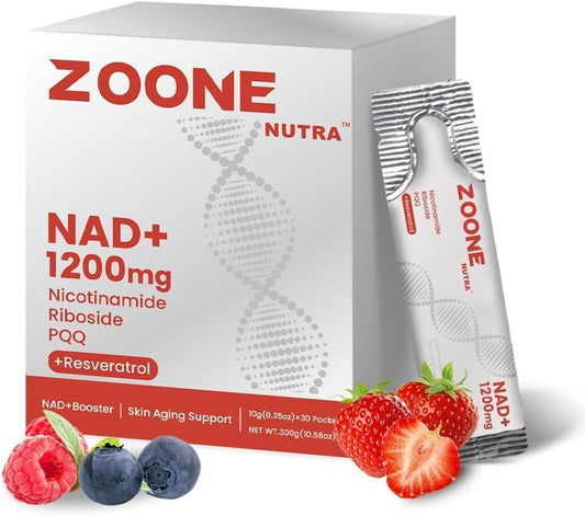 NAD Supplement 1200mg with Nicotinamide Riboside, PQQ & Resveratrol – Advanced Cellular Energy & Longevity Support – Anti-Aging Formula for Mental Clarity – 30 Packets