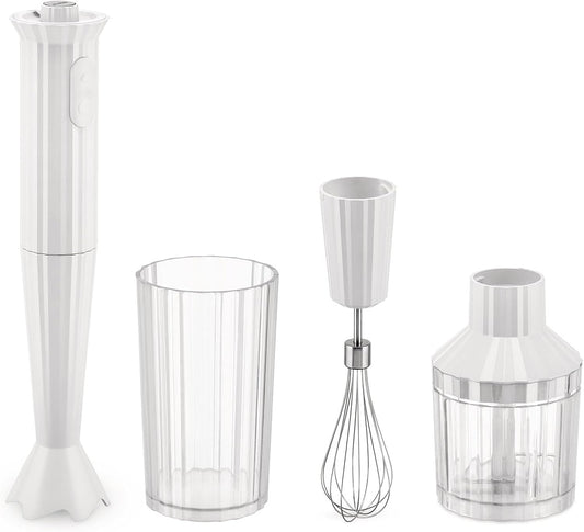 Alessi Plissé MDL10SW\/US - Hand Blender with Measuring Jug, Whisk and Chopper in Thermoplastic Resin, US Plug \u200D200W, White