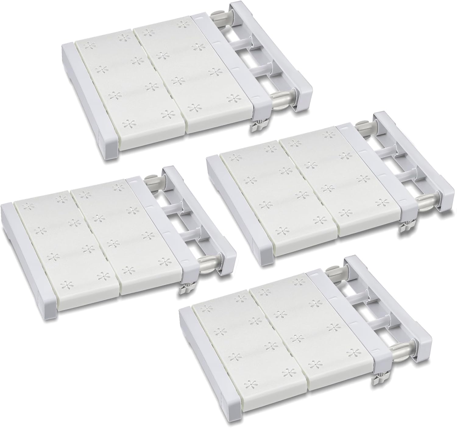 Gerrii 4 Pcs Closet Tension Shelf Rod Expandable Shelf Locker Organizer Adjustable Metal Storage Rack Scalable Layered Divider Separator for Cabinet Wardrobe Kitchen Bathroom (10.83''-17.91'')