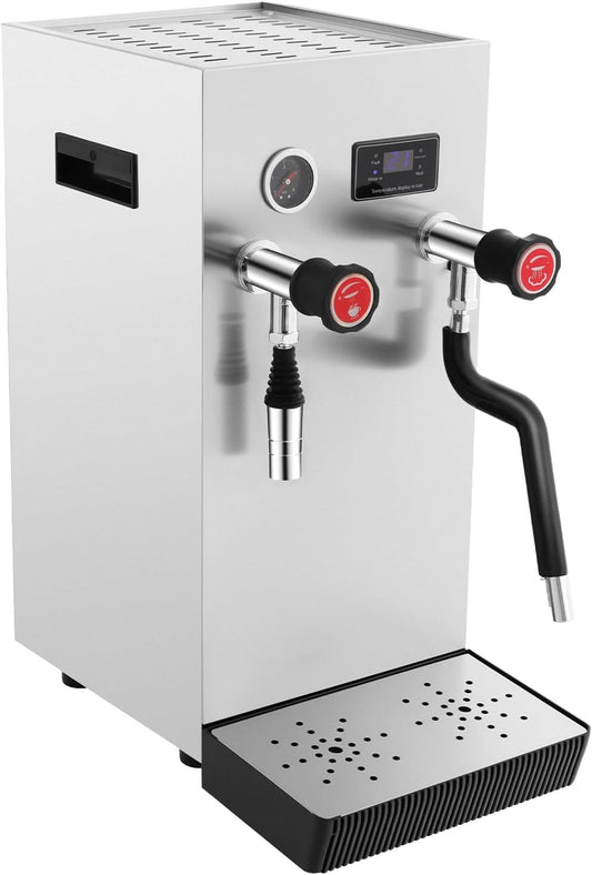 Commercial Milk Frother, 110V Milk Foam Machine, 8L Full-Automatic Steam Boiling Water Frothing Machine with LCD Display, 2500W Electric Milk Foam Maker for Tea Coffee Shop