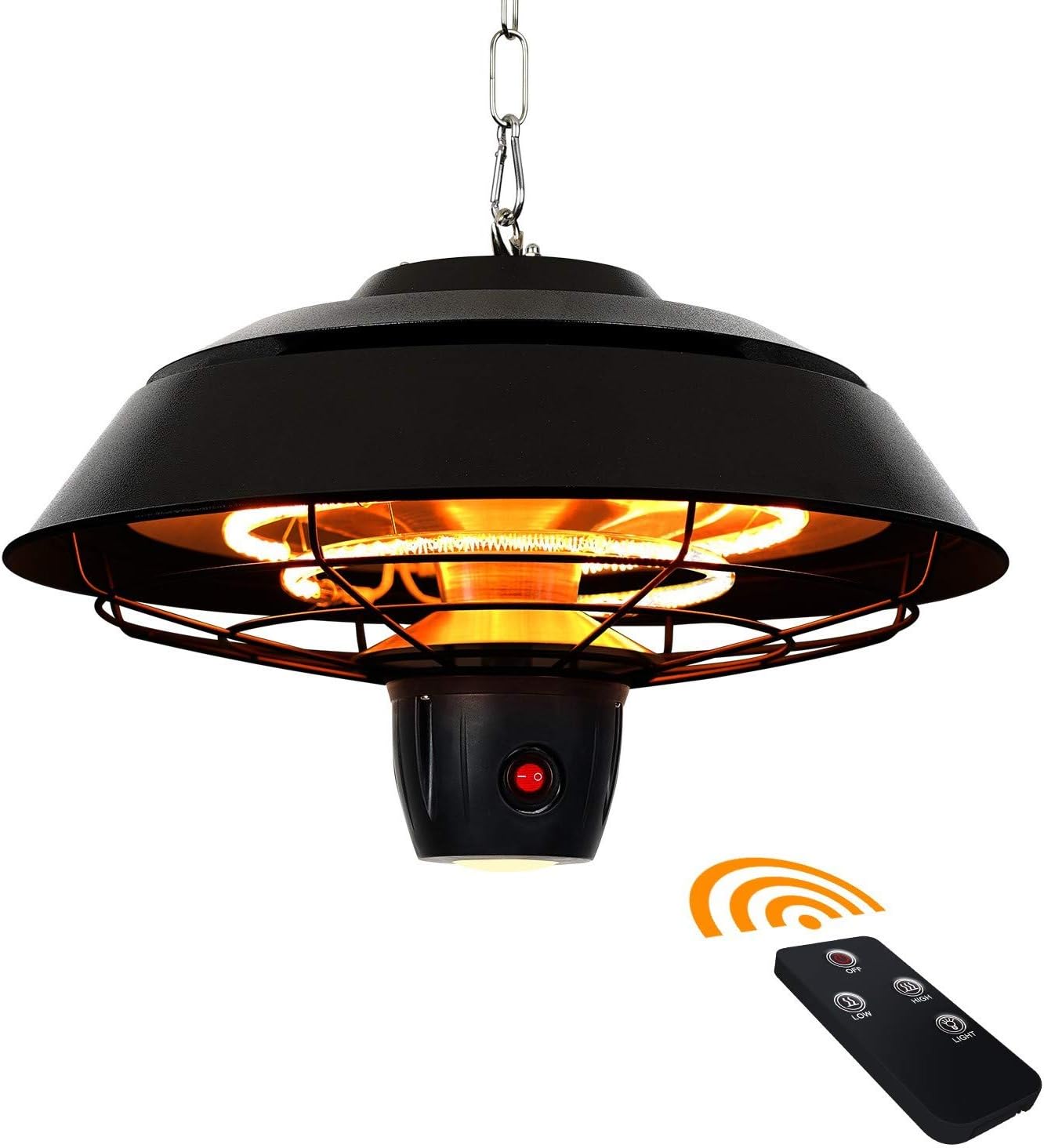 Star Patio Electric Patio Heater, Outdoor Heaters with Remote Control & Touch Switch, 600W/900W/1500W Infrared Ceiling Heater with Hammer Tone Bronze Finish, IP44 Waterproof, STP1566-C-NN2025