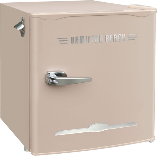 Hamilton Beach Retro Mini Refrigerator-Energy Saving-Adjustable Thermostat Control-Side Mounted Bottle Opener-Ideal for for Dorm, Office, RV, Garage, Apartment 1.6 Cubic Feet, Coral