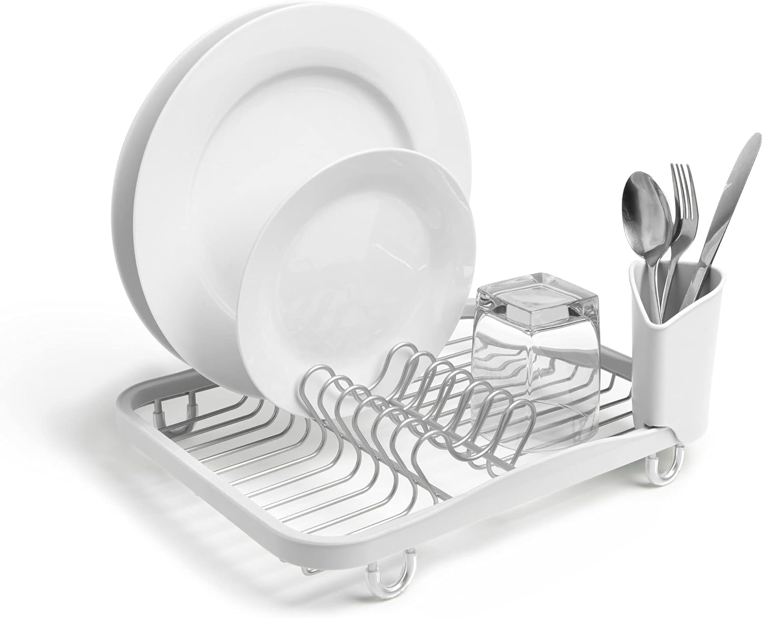 Umbra Sinkin Dish Drying Rack \u2013 Dish Drainer Kitchen Sink Caddy with Removable Cutlery Holder, Fits in Sink or on Countertop, White
