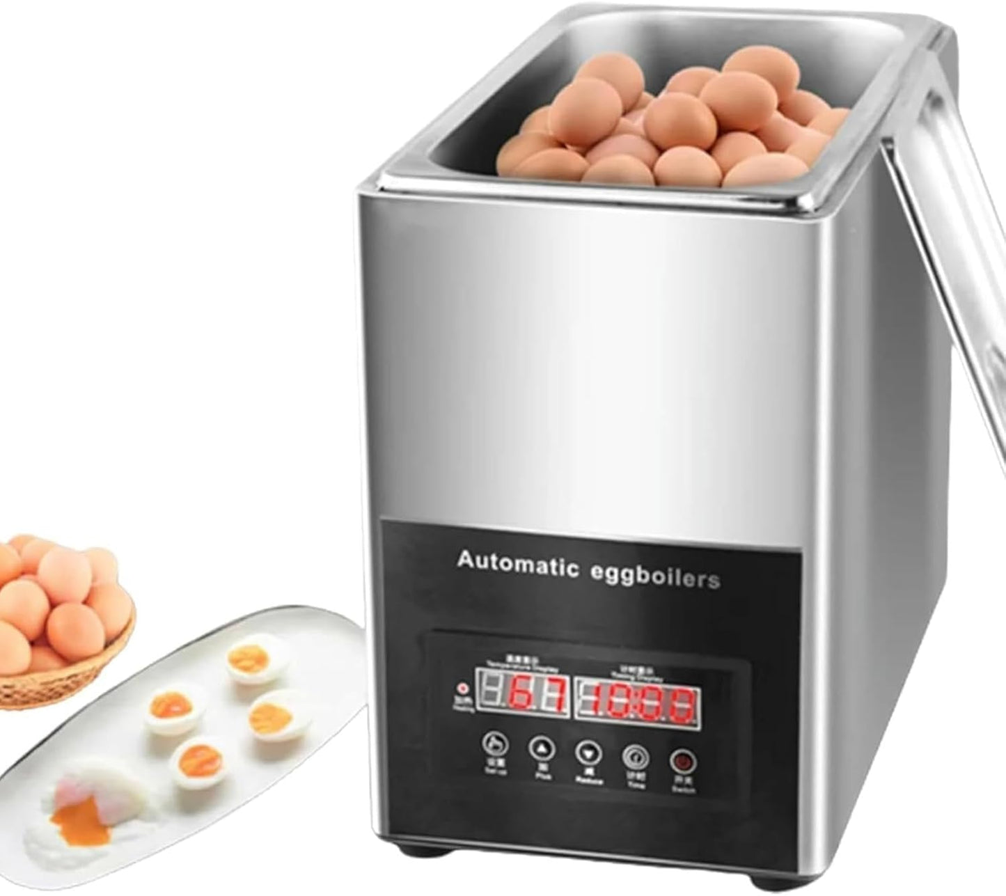 800w 50 Pcs Hot Spring Egg Cooker, Commercial Intelligent Cooking Eggs Machine,Temperature Control Range 30~90 ° C, Electric Egg Cooker for Restaurant