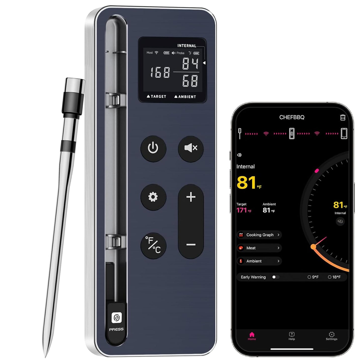 Smart Bluetooth Wireless Meat Thermometer \u2013 Wireless Smart Digital Meat Thermometer for Grilling, BBQ, Oven, Smoker, Air Fryer, and Kitchen \u2013 Perfect for Steak, Chicken, Turkey