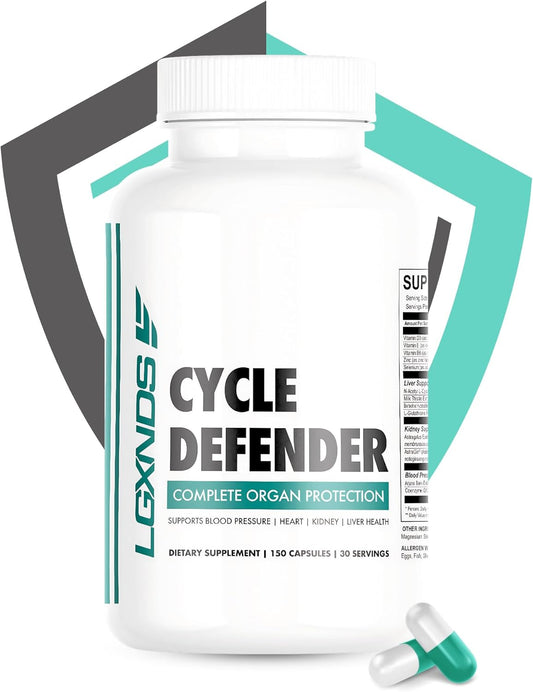 Cycle Defender | Organ Superfood, Liver, Kidney & Heart Health Supplement Pills for Men & Women | Milk Thistle, CoQ10, Astragalus - Immunity, Blood Pressure Support | 150 Capsules