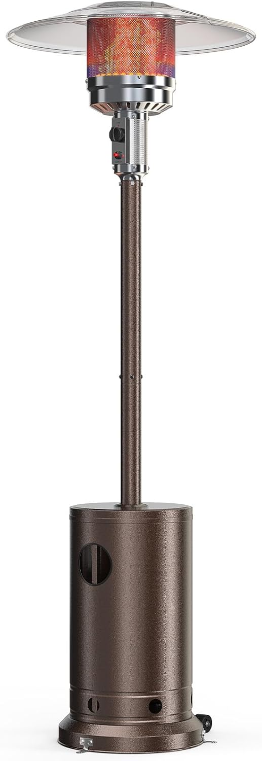 Sweetcrispy 48,000 BTU Propane Patio Heater with Wheels, Patio Heater Deck Porch for Outdoor Use in Camping, Backyards, and Commercial, Double Layer Stainless Steel Burner