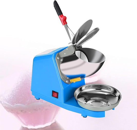 Electric Ice Crusher Machine, 380W Ice Shaver With Dual Stainless Steel Blades, 85kg\/Hour For Making Snow Cones, Cocktail, Iced Coffees, Blending Slushie Home And Commercial(Blue)