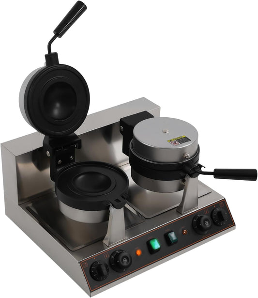 2400W Electric Commercial Waffle Maker Double Burger-Making, Hamburger Maker with Temperature&Time Control Knob, Double-Sided Thermostatic Heating Non-Stick Surfaces Heavy Duty Restaurant Foodservice