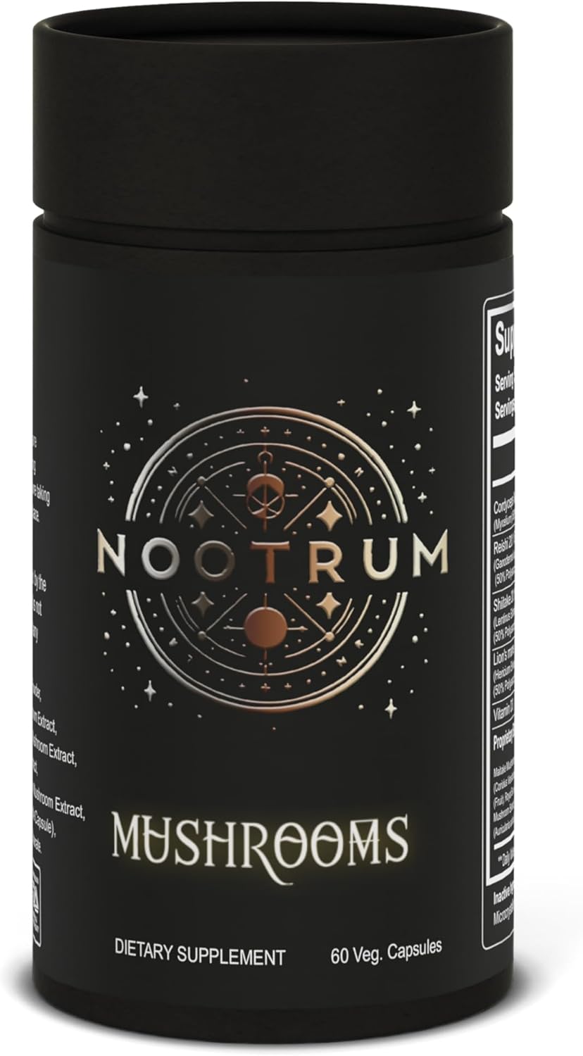 Mushrooms, 1 Month Supply of Capsules: Containing Lion's Mane, Cordyceps, Reishi and More.
