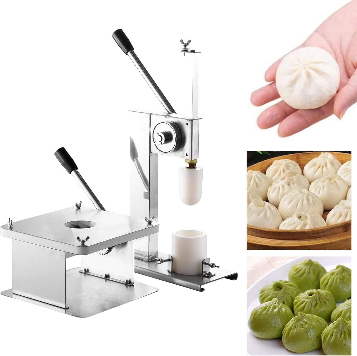 Steamed Stuffed Bun Maker with 3 Mold, Semi-Automatic Baozi Maker Bun Making Machine Stainless Steel, 400-500 Buns/Hour High Efficiency Cafeteria Kitchen Gadgets for Home, Commercial Use