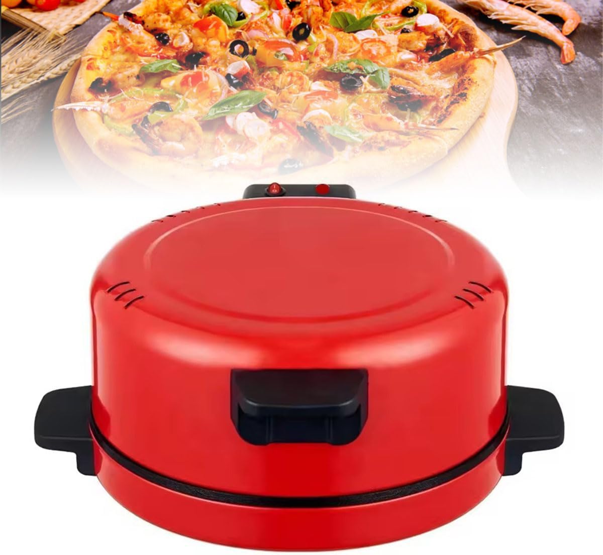 Pizza Maker, 12" Electric Pizza Oven with Timer Temperatures Control, for Pizzas Pancake Cookies for Indoor or Outdoor Parties
