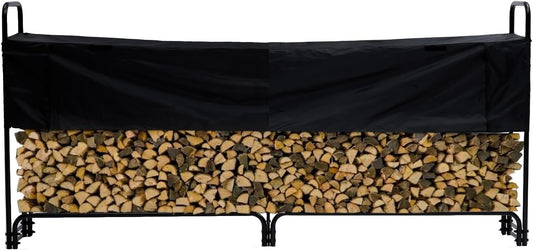 TROPOW 8.3Ft Firewood Rack with Cover, Heavy Duty Firewood Storage with 600D Oxford Waterproof Cover for Fireplace, Patio, Indoor\/Outdoor Log Storage Rack for 1\/4 Cord of Firewood