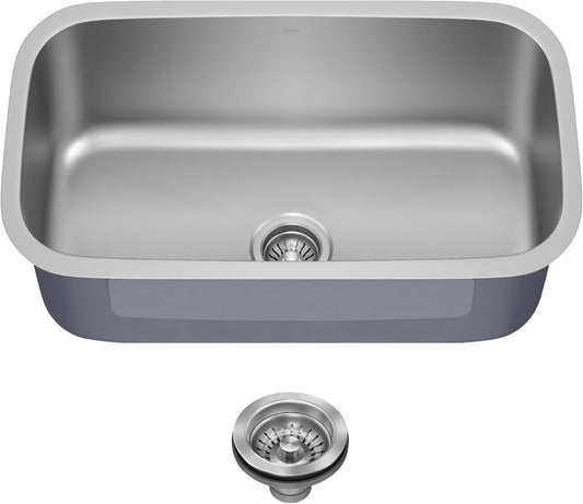 Kraus 31 1\/2 Inch Stainless Steel Kitchen Sink, Durable 18 Gauge Single Bowl Kitchen Sinks Undermount, KBU14