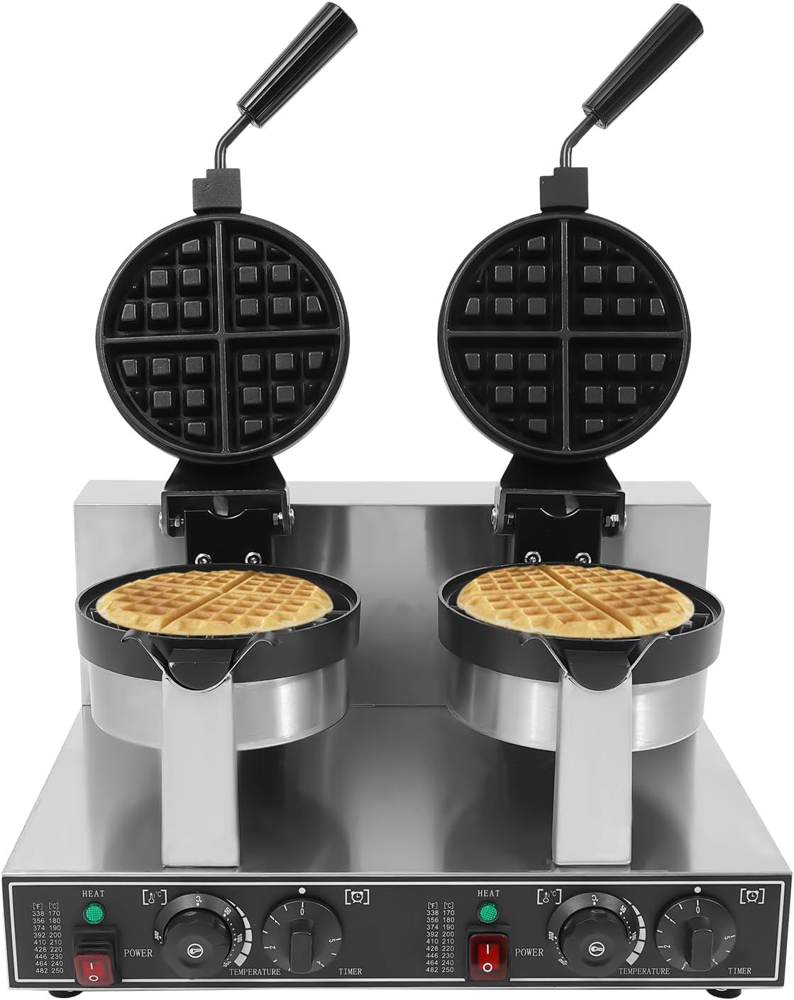 Commercial Bubble Waffle Maker Machine, 2400W Electric Egg Waffle Maker Hong Kong Waffler Non stick Coating, 180° Rotating, Dual Temperature Control &Timer,Ready in under 5 Minutes