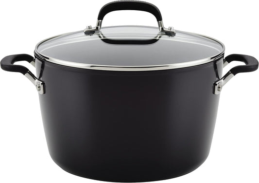 KitchenAid 84805 Hard Anodized Nonstick Stockpot with Lid, 8 Quart - Onyx Black