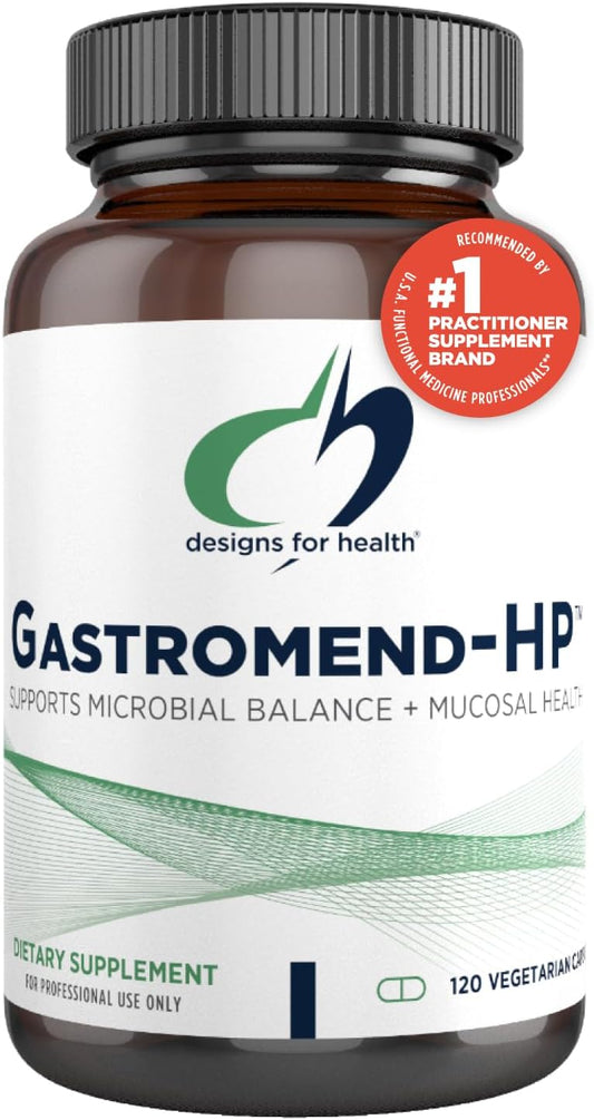 Designs for Health GastroMend HP - Gut Health Supplements - Gut Mucosa Support with Mastic Gum + DGL Licorice + 'Vitamin U' - May Help Occasional Bloating or Upset Stomach - Vegan (120 Capsules)