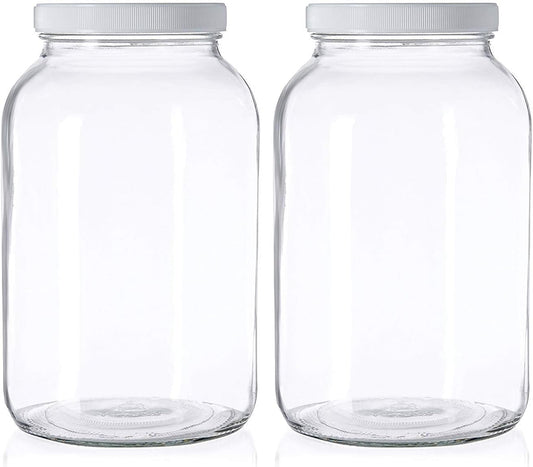 kitchentoolz 1 Gallon Glass Mason Jars \u2013 Extra Large Wide Mouth Jars with Airtight Lids \u2013 Perfect for Sourdough Starter, Fermenting, Pickling, and Storage \u2013 Made in the USA \u2013 Pack of 2