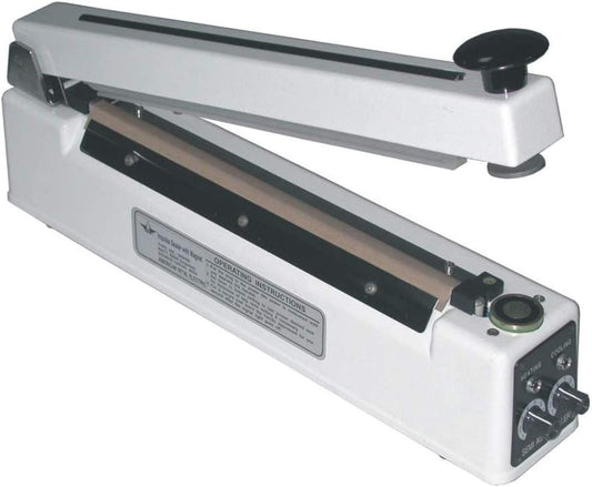 AIE-300HIM Tabletop Hand Impulse Heat Sealer, 12" Max Seal Length, 2mm Seal Width, Built-in Magnet, Dual Timers